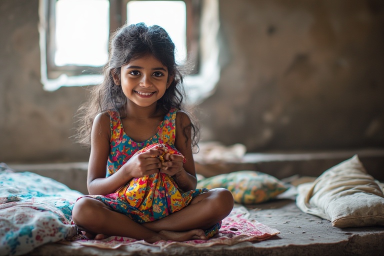 Hands holding a new dress